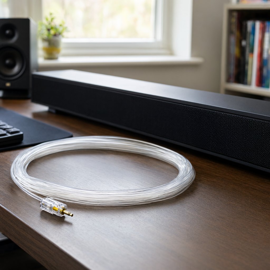 Illustration of Amazon Basics Toslink Digital Optical Audio Cable, 6 Foot in use