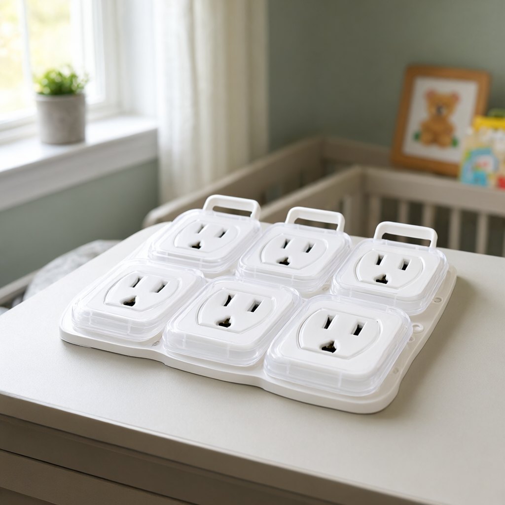 Illustration of 4our Kiddies Baby Proof Outlet Covers, 60 Pack in use