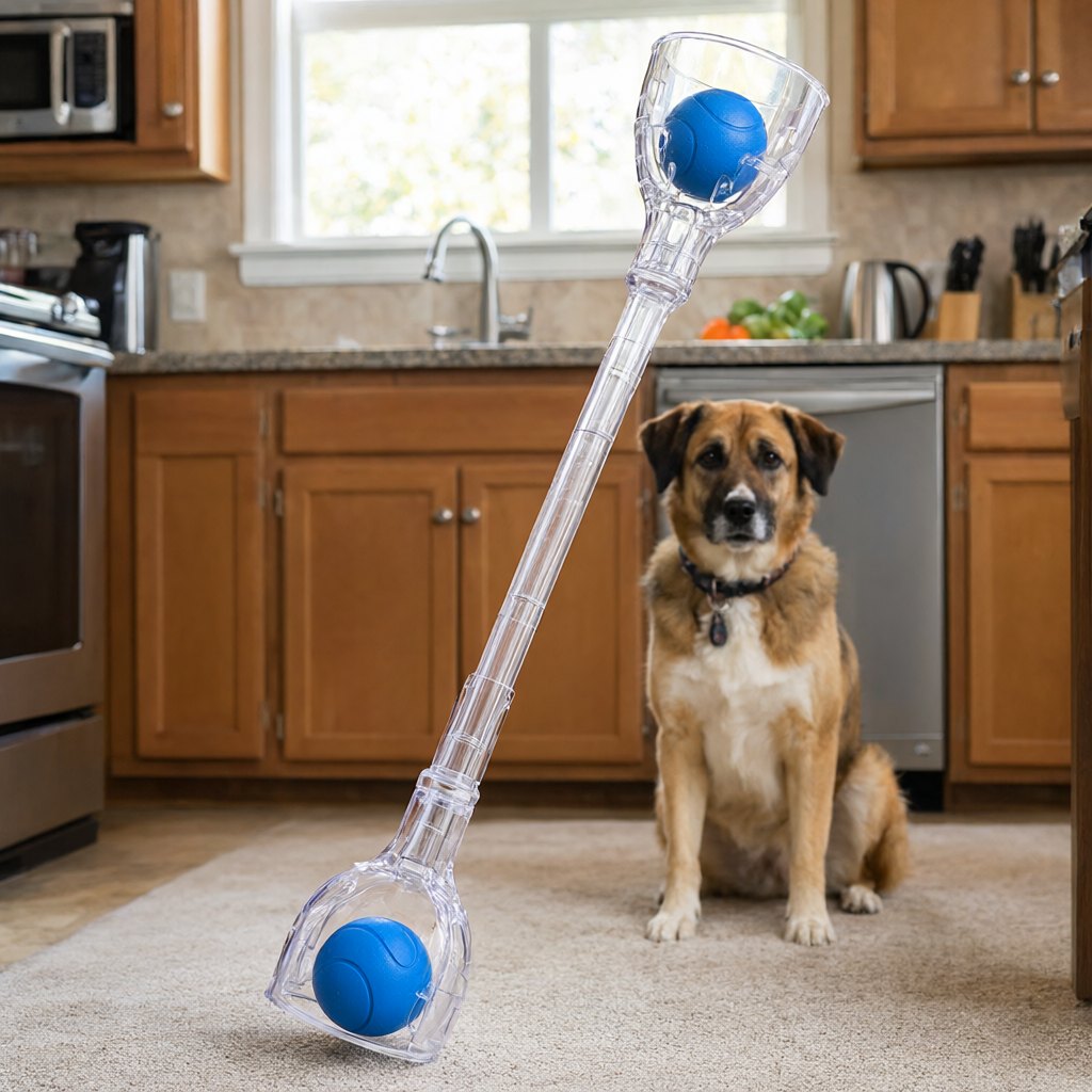 Illustration of Chuckit! Classic 26M Dog Ball Launcher in use